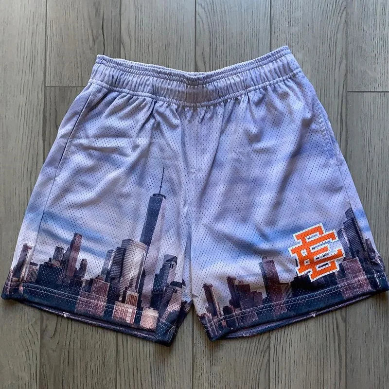 New Summer Eric Emanuel EE Basic Mesh Short Classic Floral Printed Gym Shorts Men's Gym Basketball Sports Beach Shorts